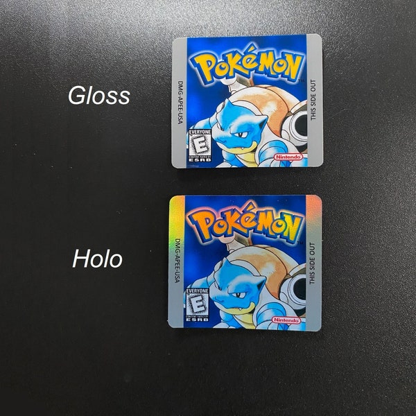 Pokemon Blue Gameboy replacement label Gloss or holo