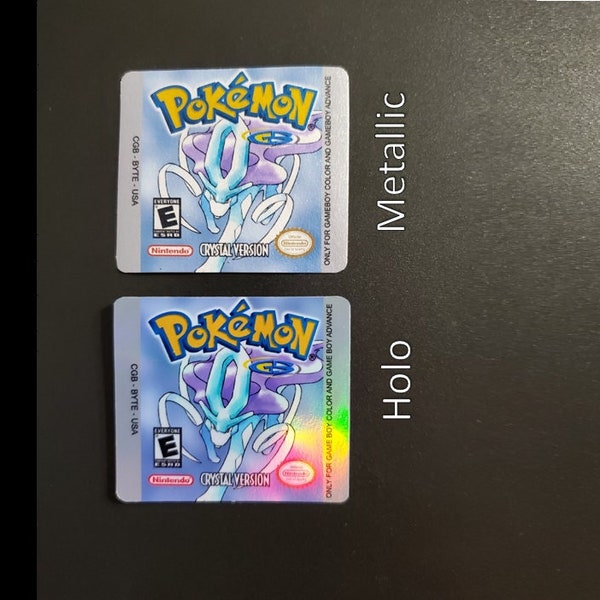 Pokemon Crystal version Gameboy replacement label precut decal cartridge Gloss,  metallic, or holo