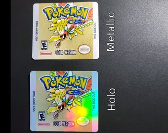 Pokemon Gold Gameboy replacement label holo or metallic precut