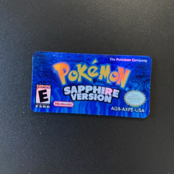 Pokemon Sapphire Holographic GBA replacement label gameboy