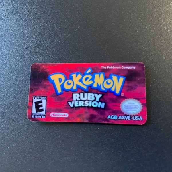 Holographic Pokemon Ruby GBA replacement label gameboy