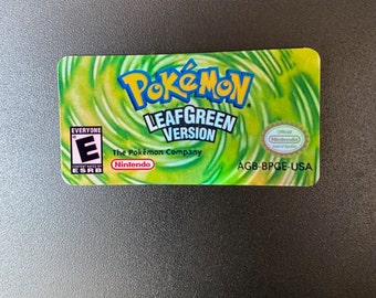 Pokemon leaf green holographic gba replacement label