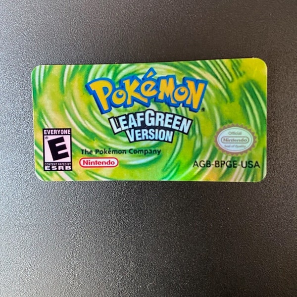 Pokemon leaf green holographic gba replacement label