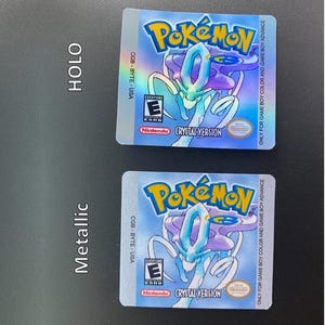Pokemon Crystal version Gameboy replacement label precut decal cartridge Gloss,  metallic, or holo