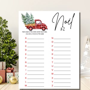 Christmas game A to Z, Printable Christmas games, Christmas activity for adults and children, French Christmas games, office Christmas activity
