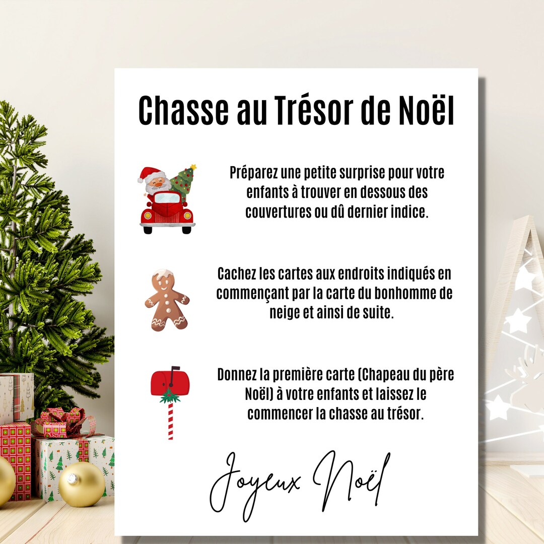 Christmas Treasure Hunt for Children in French, Christmas Treasure Hunt to  Print, Christmas Activity for Children, Christmas Clues 