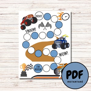 Truck reward chart, Reward chart in French, Learning chart for children, printable behavior chart