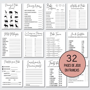 Lot Baby Shower Games in French, Minimalist baby shower games, Modern baby shower games