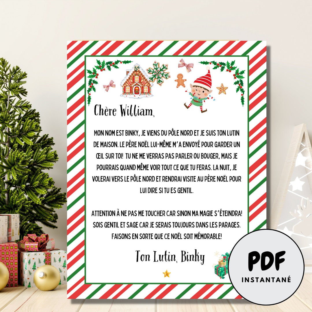 Lettre de Lutin de Noël personnalisable, Lettre Lutin farceur à