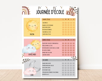 Daily school task list for kids, responsibilities chart, chore chart, printable PDF, daily routine