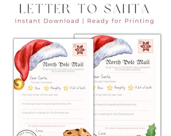 Carta EDITABLE A Santa / Plantilla de Navidad / Imprimible Digital / Descarga Instantánea