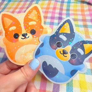 Blue Dog and Brown Dog Cute Kawaii Cartoon Squishmallow Stickers
