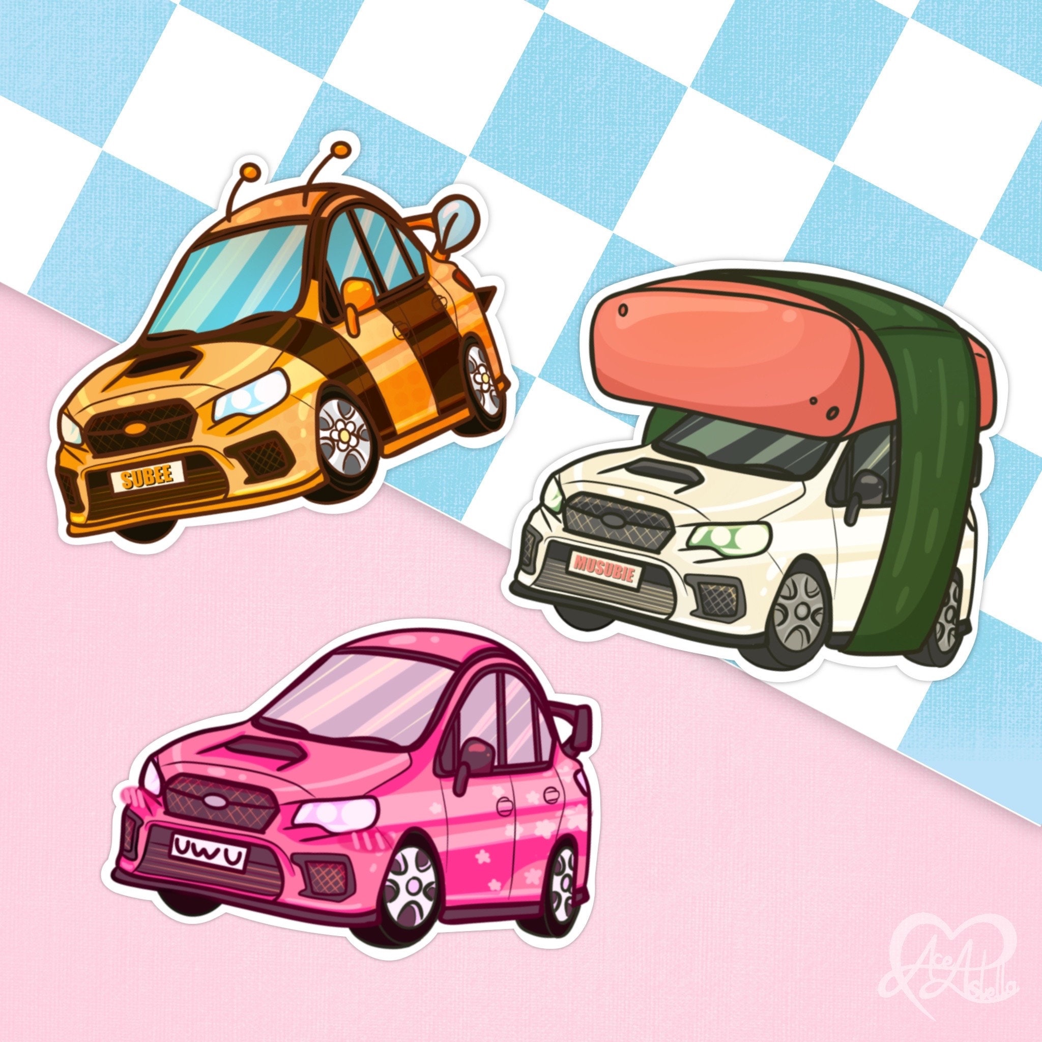 Subaru Pun Stickers | Chibi Car Art Stickers - Etsy