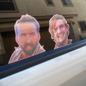 Pedro Pascal and Nicholas Cage Car Peekers | Kawaii Stickers