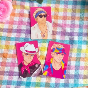 Ken Photocards | Różowe portrety kowbojskich kart kolekcjonerskich anime