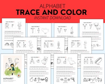 Alphabet Trace and Color Printable | Alphabet Coloring | Preschool Worksheets | Letter of the Week