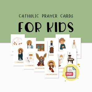 Catholic Prayer Cards for Kids | Catholic Education | Our Father, Hail Mary, Morning Offering, Act of Contrition Prayer Cards for CCD Class