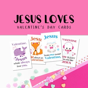 Jesus Valentines Day Cards | Seasonal Printables |  Jesus Loves You Valentine&#39;s Cards Printable, Christian Valentines Day Digital Download