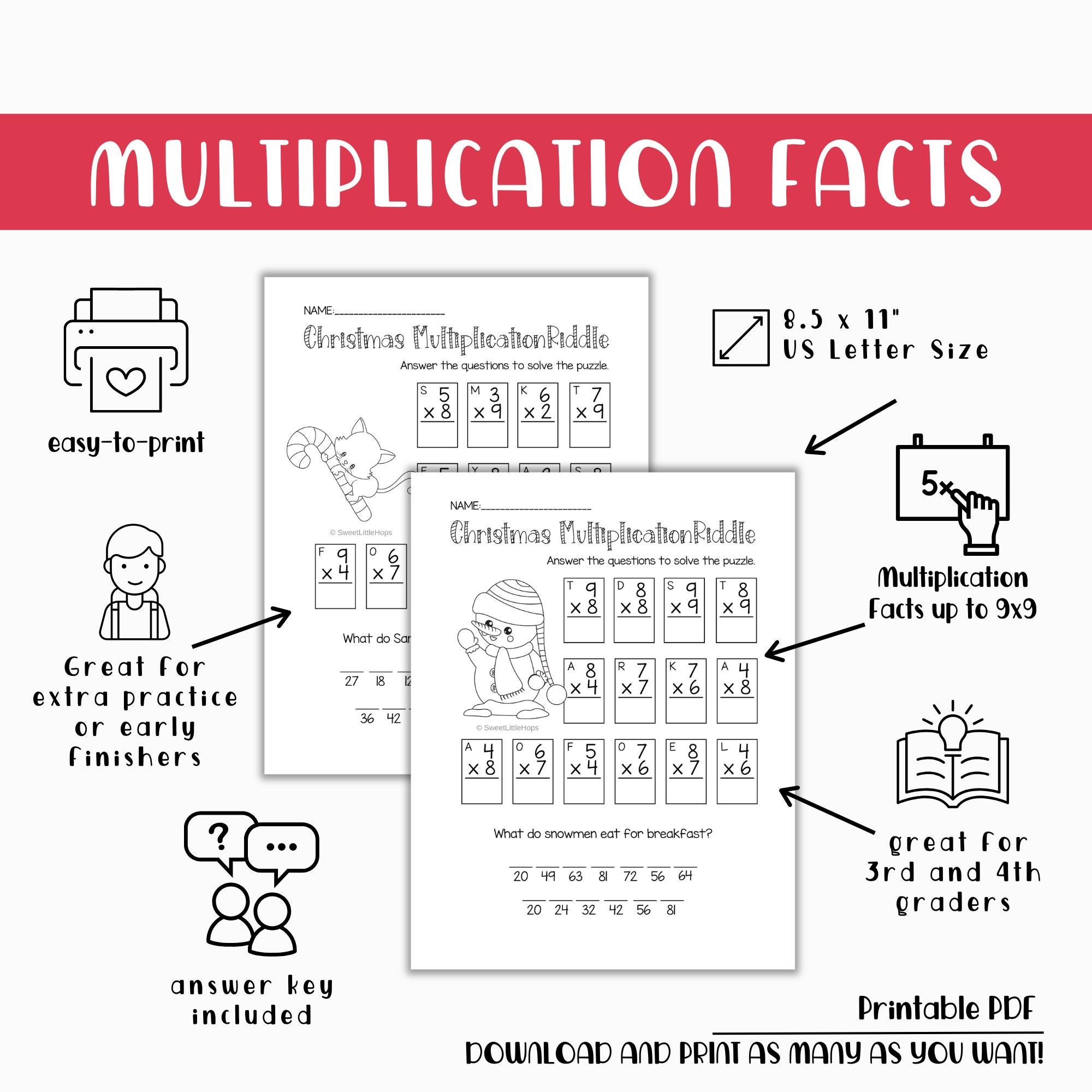Multiplication Riddles Worksheet.pdf Christmas Multiplication Riddle Worksheets | Festive Math (digital ...