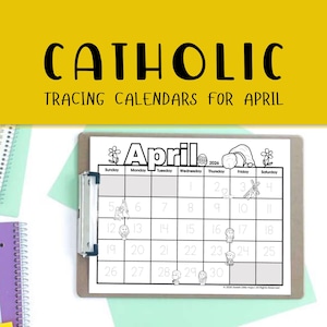 Calendário de abril de 2026 para traçar | Números em branco e para traçar | Exercícios de caligrafia para o jardim de infância (Download digital)