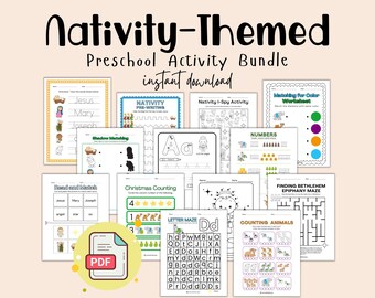 Nativity Preschool Activity Bundle | Christmas Printable (Digital Download)