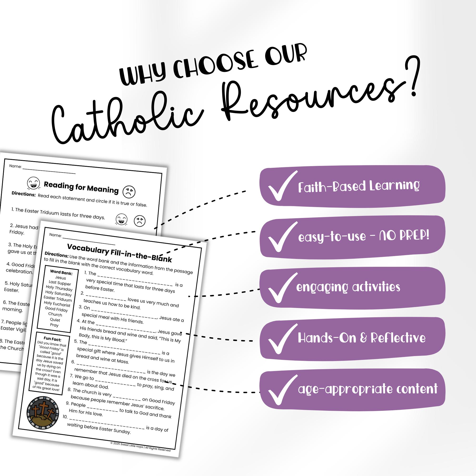 Holy Triduum Lesson Pack – Catholic Easter Activities (PDF) - Etsy