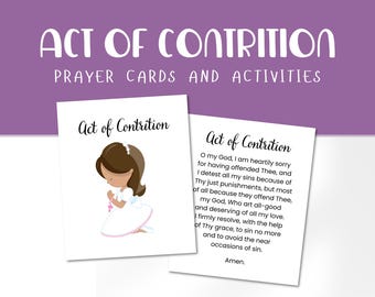 Act of Contrition Prayer Cards | First Confession, Catholic Education (Digital Download)