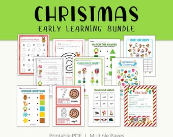 Christmas Learning Activity Bundle | Preschool, Kindergarten (Printable PDF)