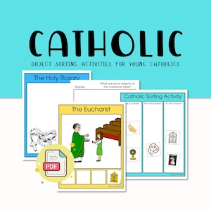 カトリック分類マット＆カード – 若いカトリック教徒のための実践的な学習 | 幼稚園/保育園 | 宗教教育クラスのためのカトリック語彙