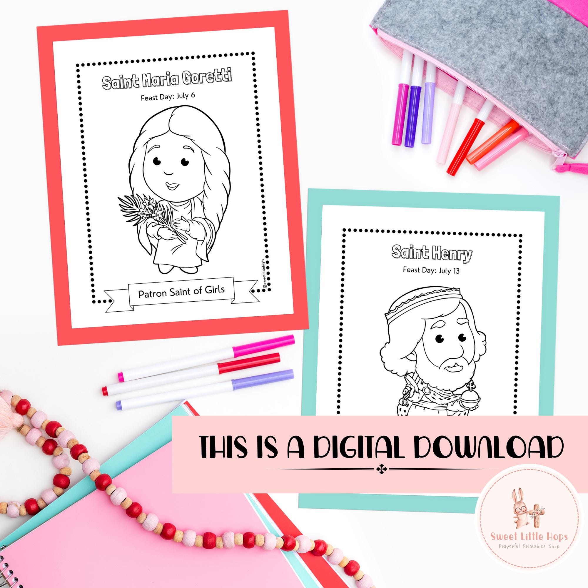 July Saints Coloring Pages - Catholic Feast Days (digital Download) - Etsy