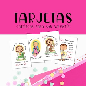 Bonitas tarjetas de San Valentín | Download digital | Cartões de Dia dos Namorados em espanhol | Tarjetas de São Valentim para crianças católicas