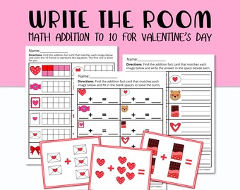 Valentine's Day Addition Game – Kindergarten Math Center (Digital Download)