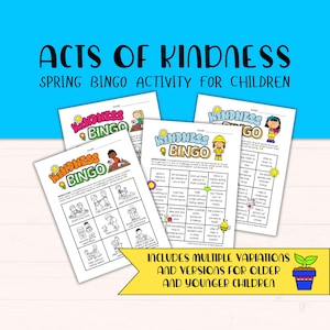 Random Acts of Kindness Bingo Game for Children - Printable Classroom Activity - Homeschool Activity - Engaging Bingo-style Kindness Project