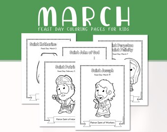 March Saints Coloring Pages – Catholic Feast Days including Saint Patrick (Digital Download)