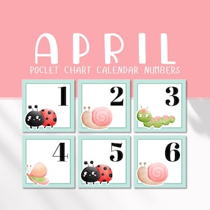 March Pocket Chart Calendar Numbers –  Spring Classroom Decor for Kindergarten - 3 sets (Digital Download)