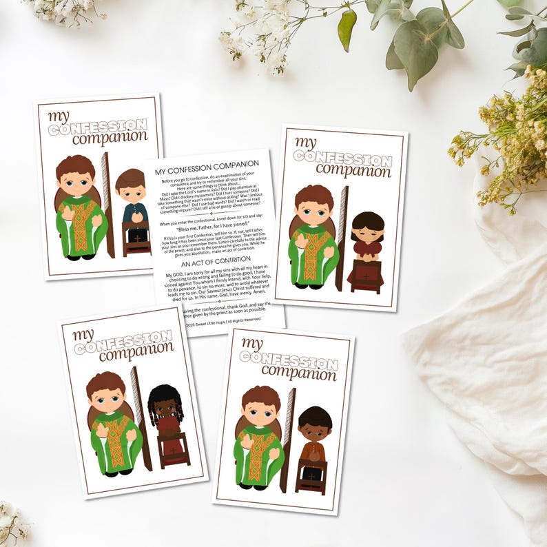 First Confession Pattern First Confession Companion Cards for Kids | Traditional Catholic Act of ...