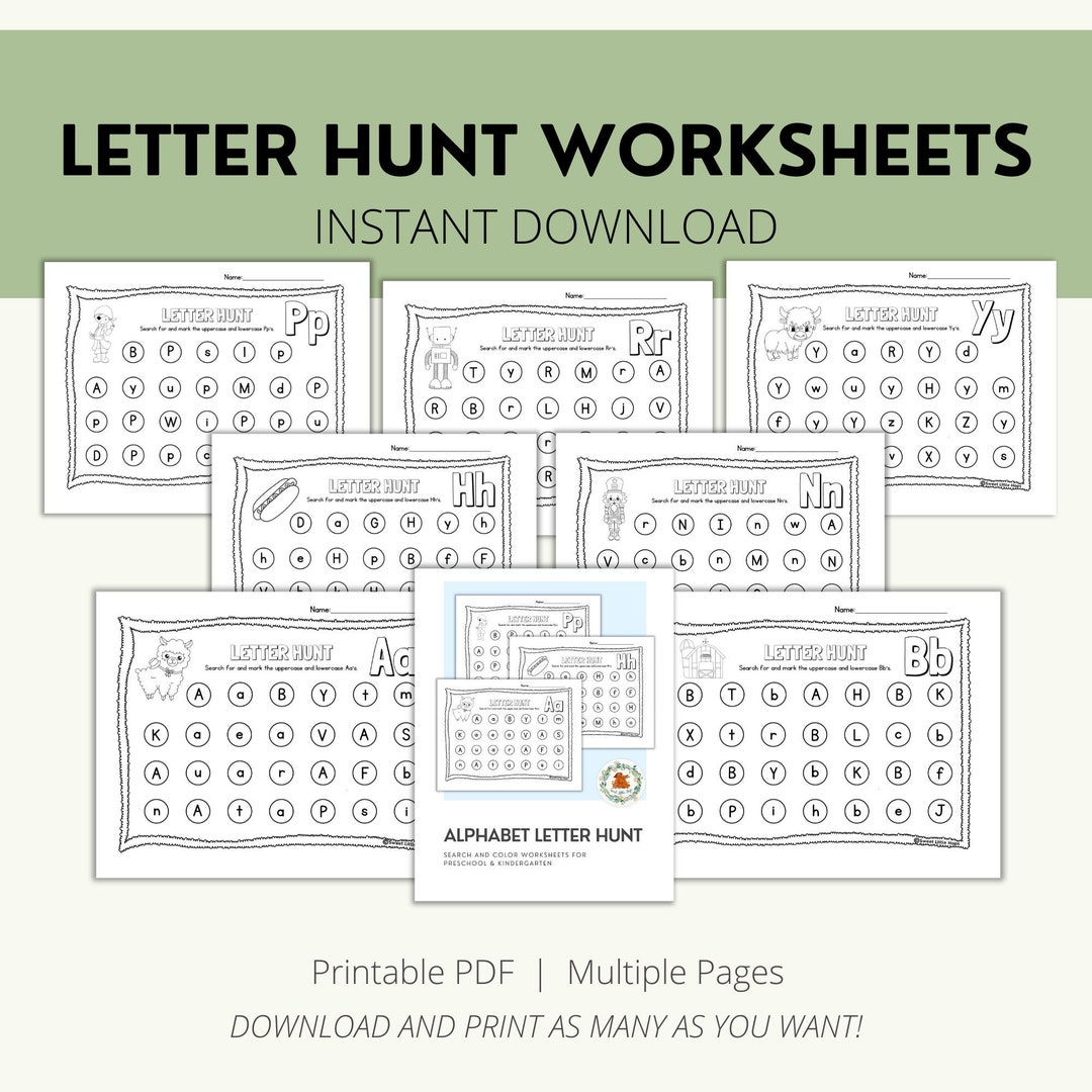 Alphabet Learning Letter Hunt Worksheets Alphabet - Etsy