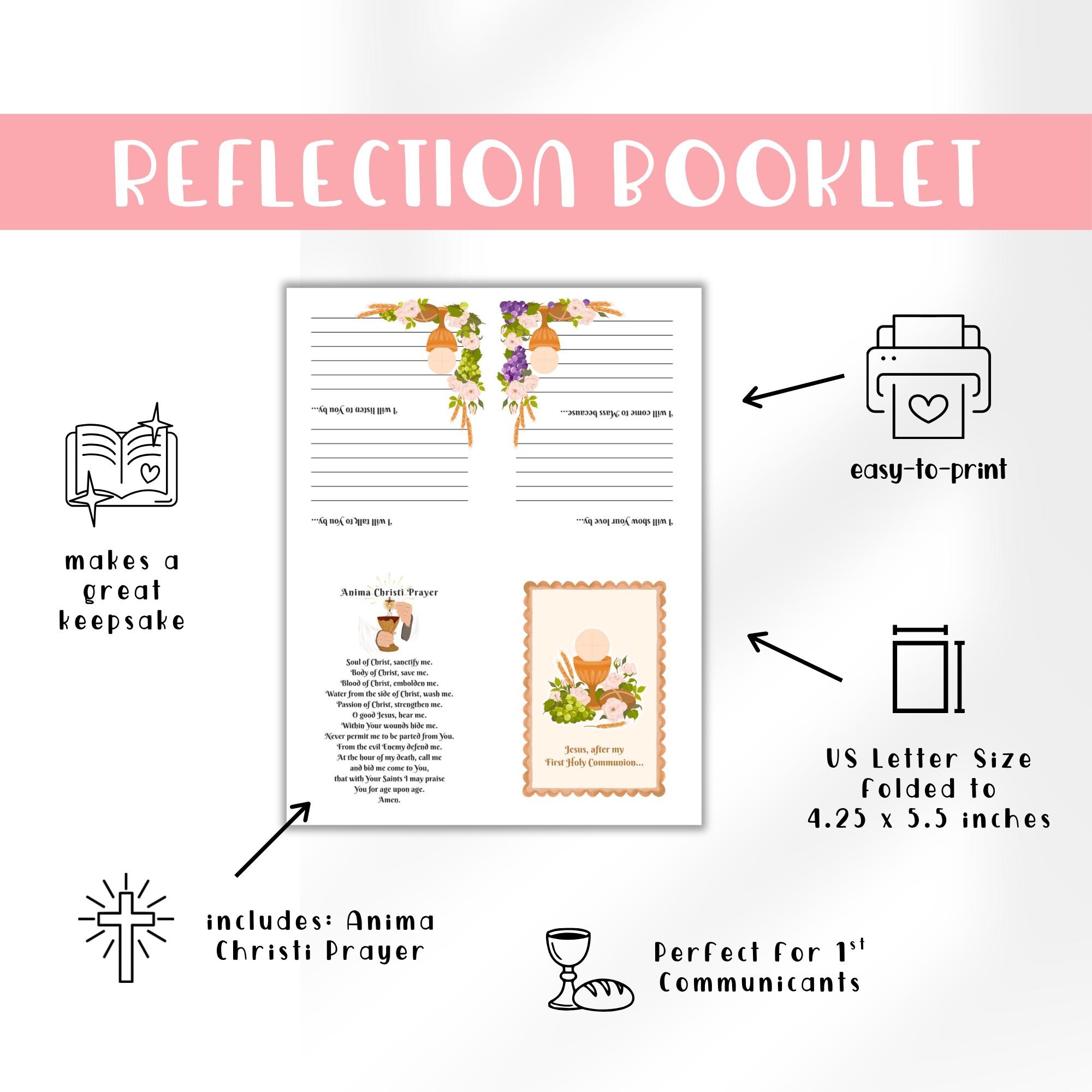 First Communion Reflection Booklet, Catholic Sacrament Preparation ...