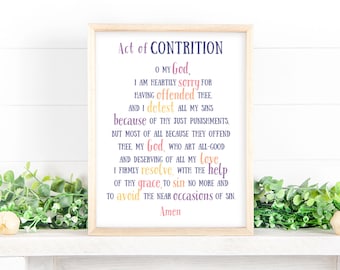 Act of Contrition Prayer | Catholic Printable Learning Bundle for First Confession (Digital Download)