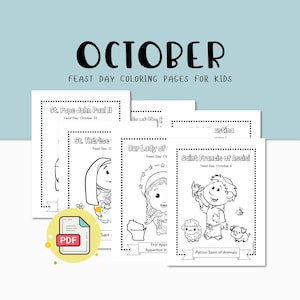 Catholic Coloring Pages for October Feasts | Catholic Education | October Saints and Feast Days, Catholic Homeschool, Religious Education