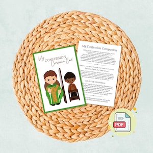 Schede di accompagnamento alla confessione per bambini / Educazione cattolica / Esame di coscienza + Schede di preghiera dell'atto di contrizione per la prima confessione