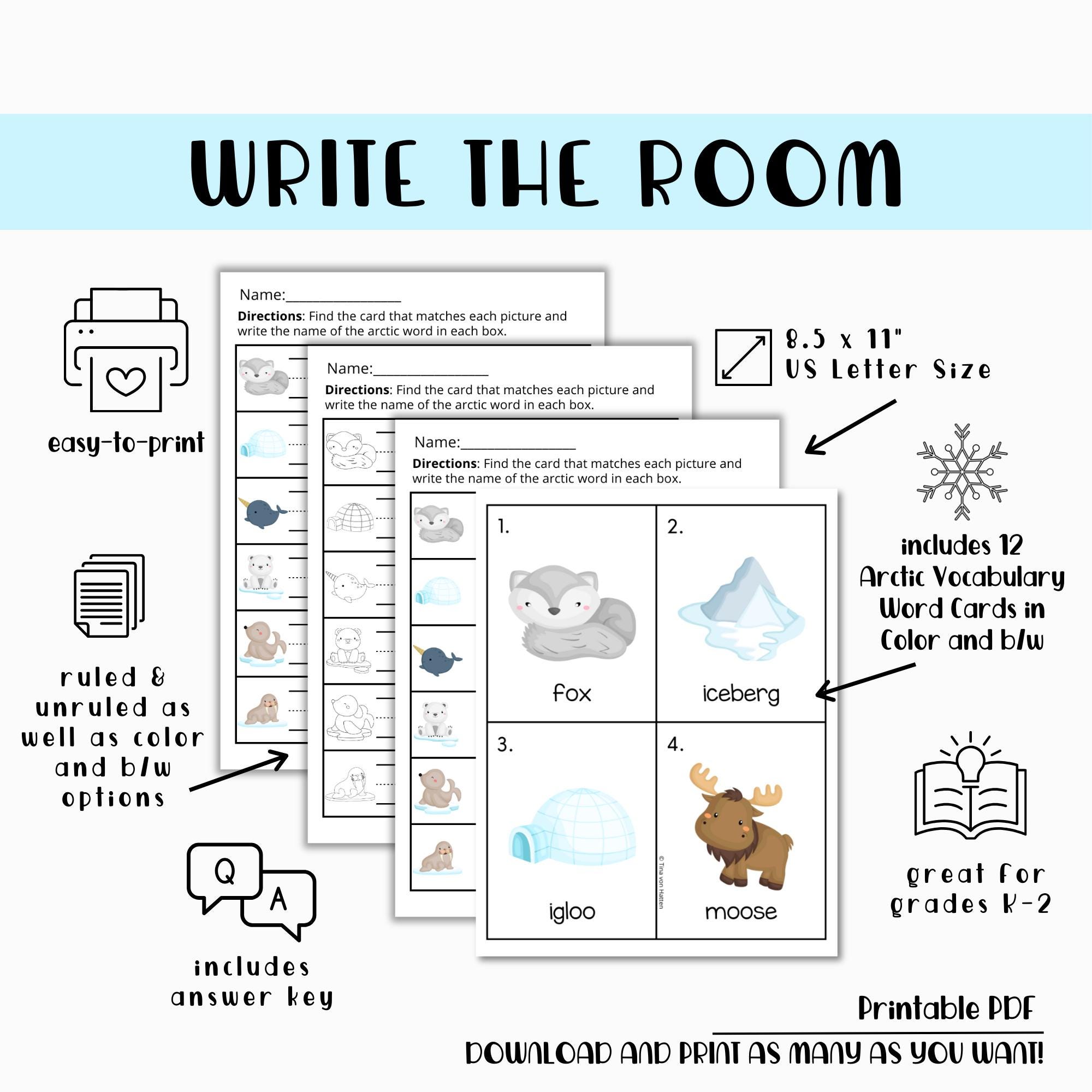 Arctic Animals Write the Room Classroom Activity Elementary