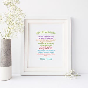 Act of Contrition Poster | Catholic Education | Act of Contrition Prayer Card, Worksheet and Posters for First Confession Learning Bundle