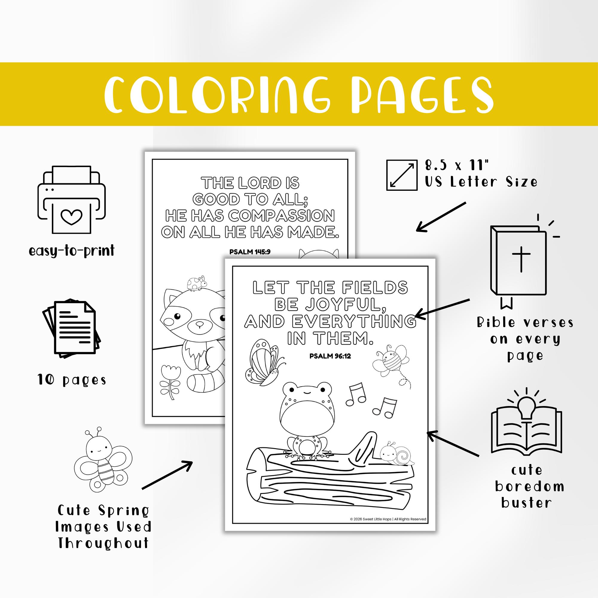 Spring Religious Coloring Pages Spring Bible Verse Coloring Pages, Christian Kids Activity With Animals ...