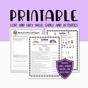 Lent Activity for Catholic Children - Printable Lent Games - Homeschool Lent Activity - Holy Week Activities - Kids Lent Activity Sheets