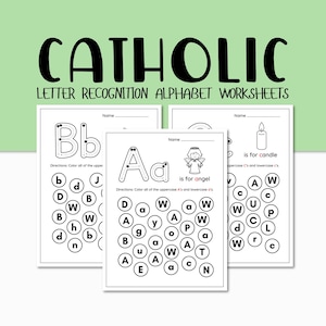 Reconocimiento de letras del alfabeto católico - Letra de la semana para colorear en preescolar católico - Actividades del alfabeto - Educación en el hogar - Descarga instantánea