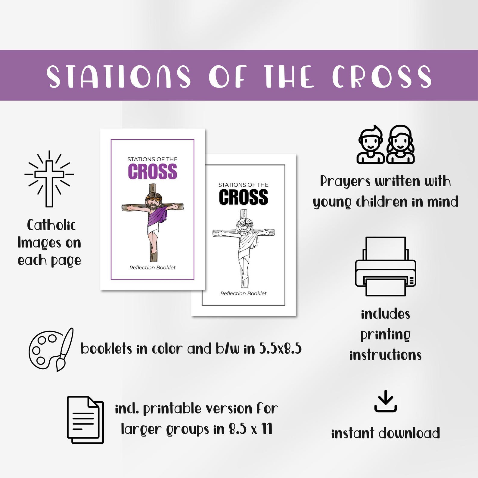Children's Stations of the Cross Printable Booklet, Catholic Lent ...