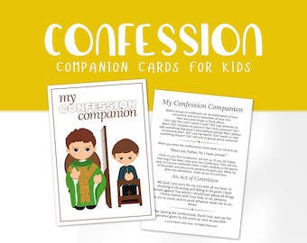 Catholic Confession Companion Cards for Kids with Simple Act of Contrition (Digital Download)