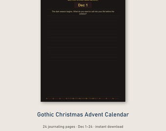 Gothic Christmas Advent Calendar Printable, 24 Day Dark Holiday Journal, Gothmas Advent, Goth Christmas, Instant Download
