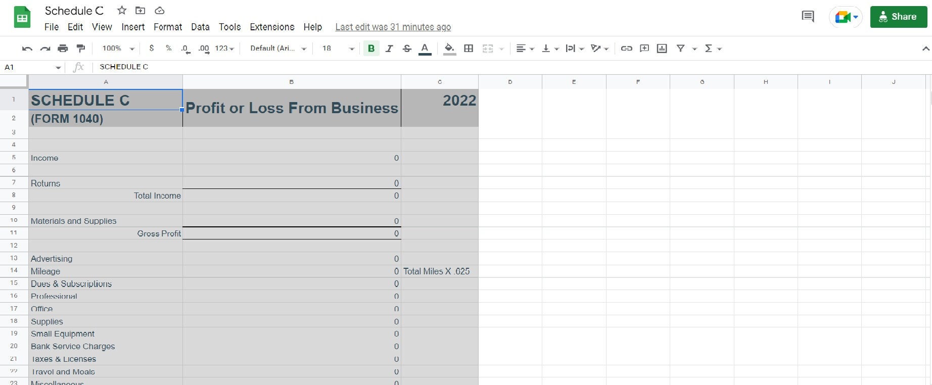Schedule C Template